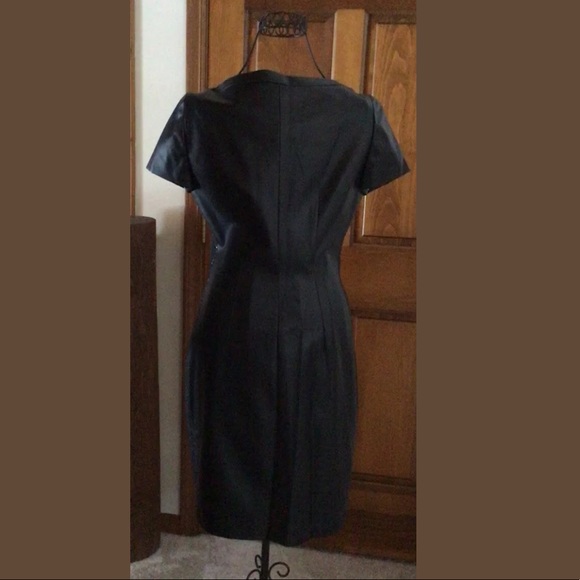 Tahari Lalita Dress, Faux Leather, Black, Size 2 - Picture 5 of 11